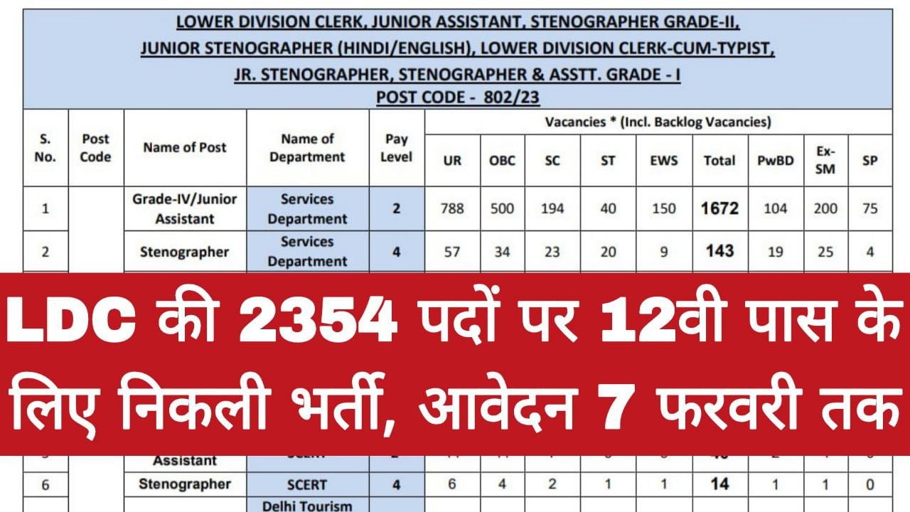 DSSSB LDC Vacancy