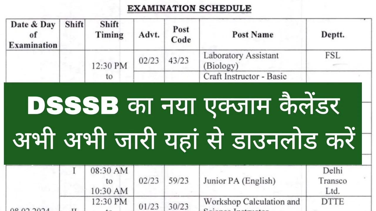 DSSSB Exam Calendar 2024