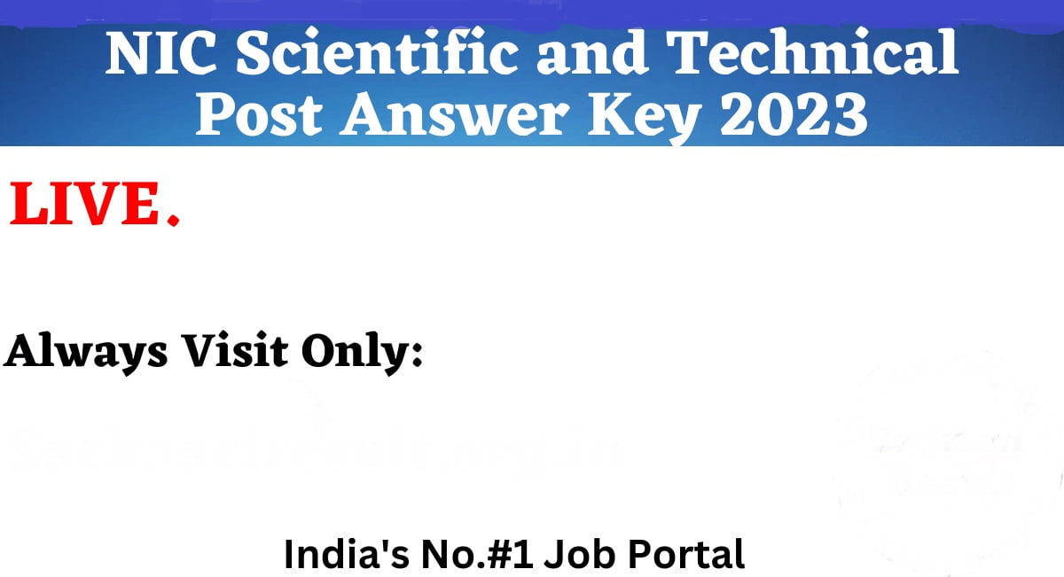 NIC Scientific and Technical Post Answer Key 2024