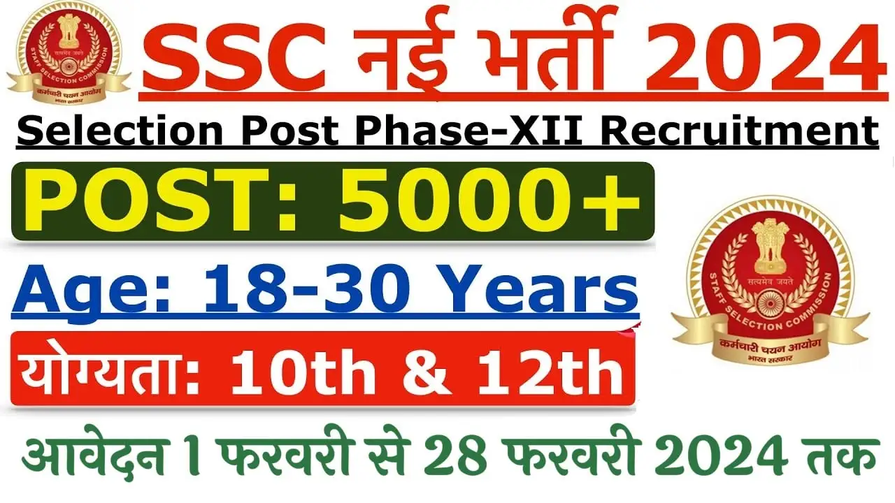 SSC Selection Post 12 Recruitment 2024